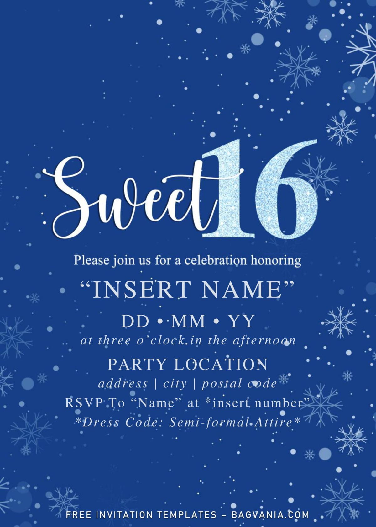 Free Winter Sweet Sixteen Birthday Invitation Templates For Word and has 
