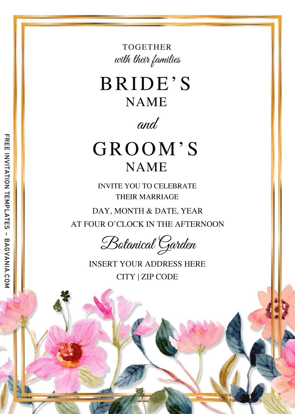 Free Peach Flower Wedding Invitation Templates For Word and has classy and elegant vintage script font styles