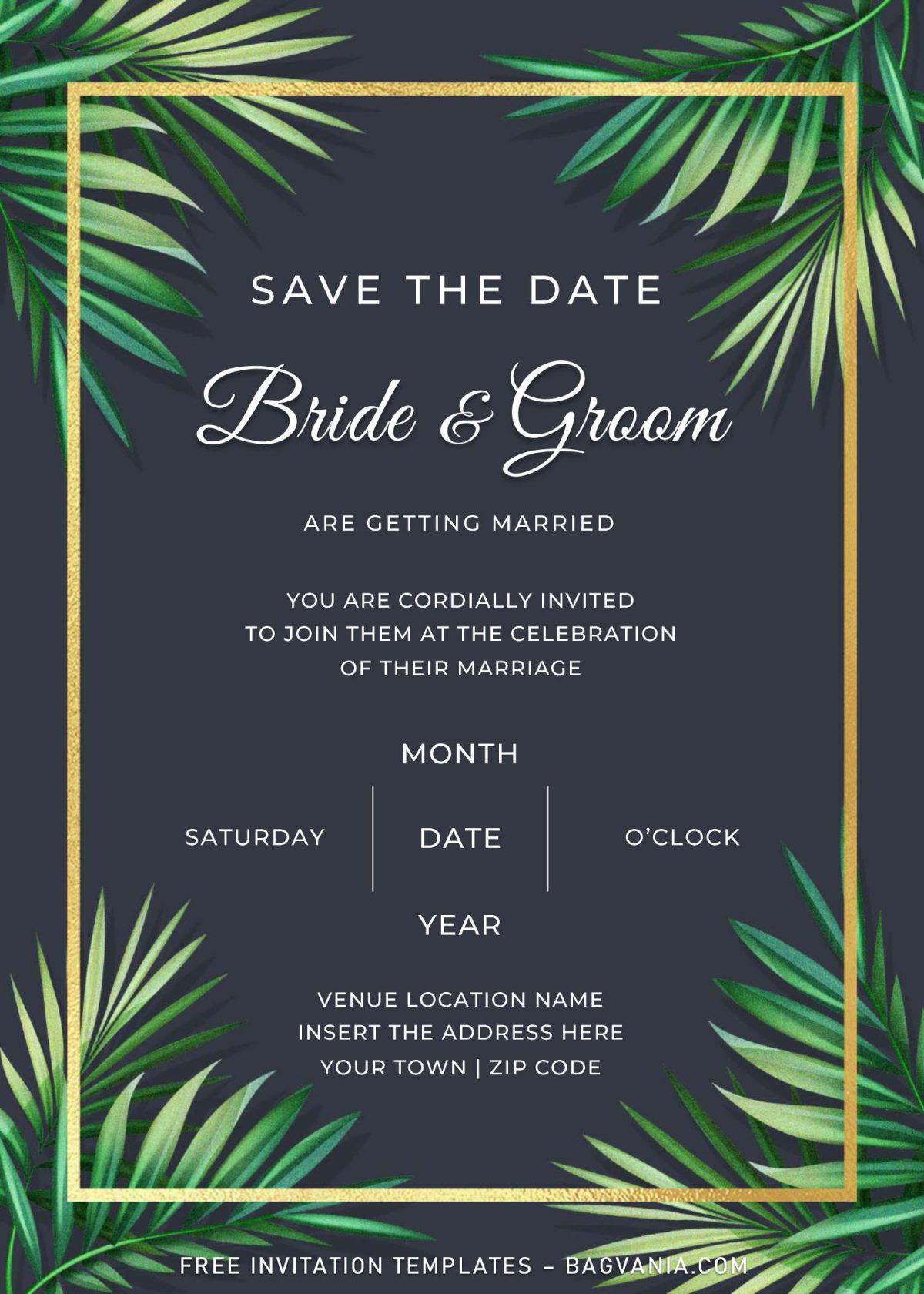 Free Greenery Wedding Invitation Templates For Word and has palm leaves