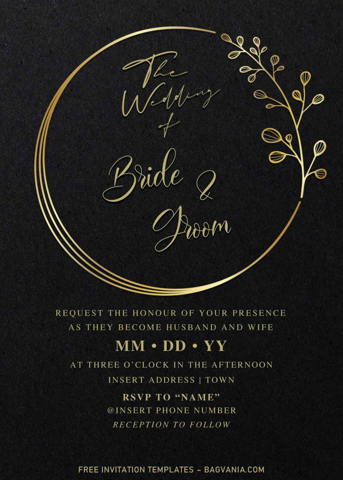 Free Elegant Black And Gold Wedding Invitation Templates For Word and has 