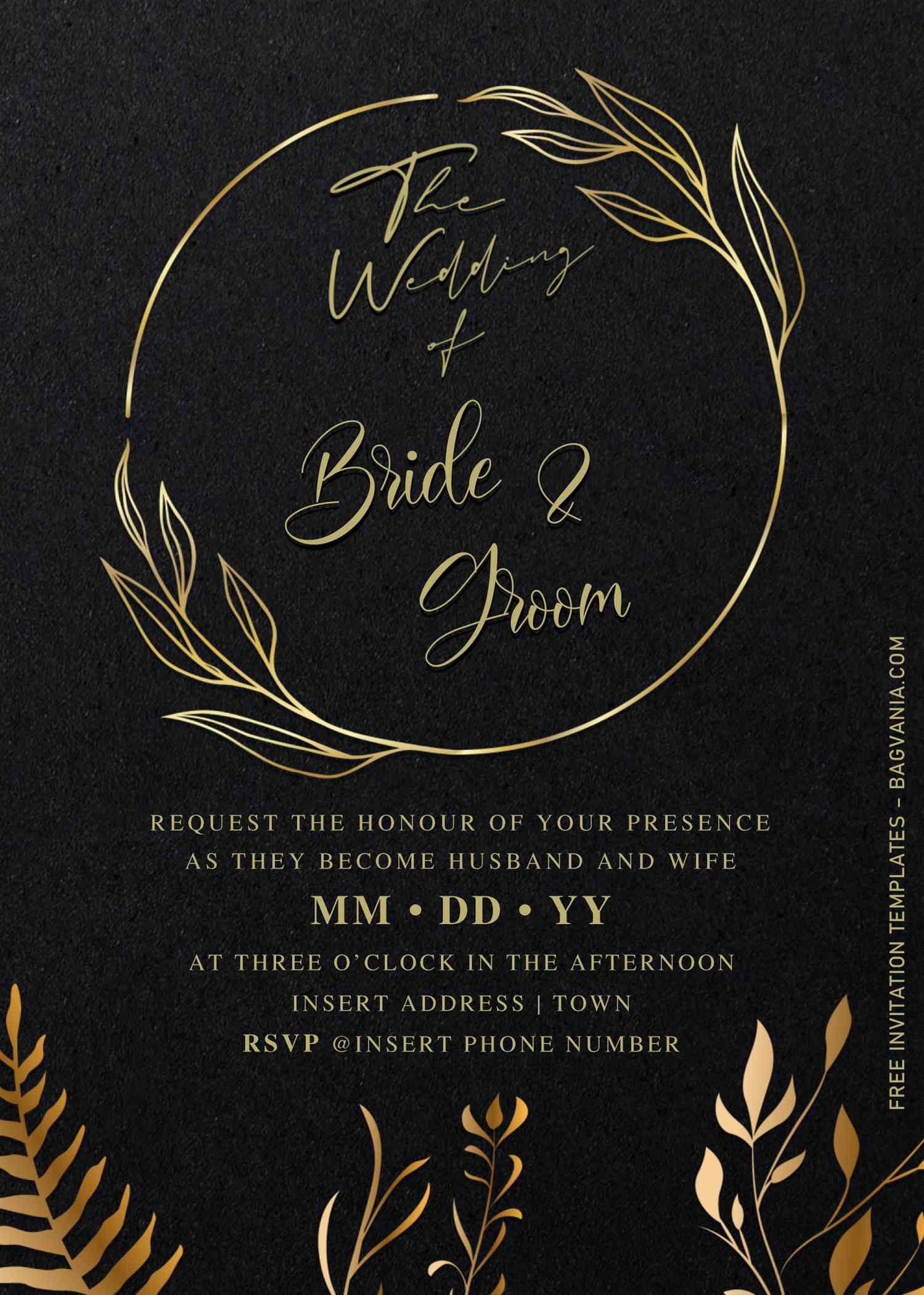 Free Elegant Black And Gold Wedding Invitation Templates For Word | FREE  Printable Birthday Invitation Templates - Bagvania