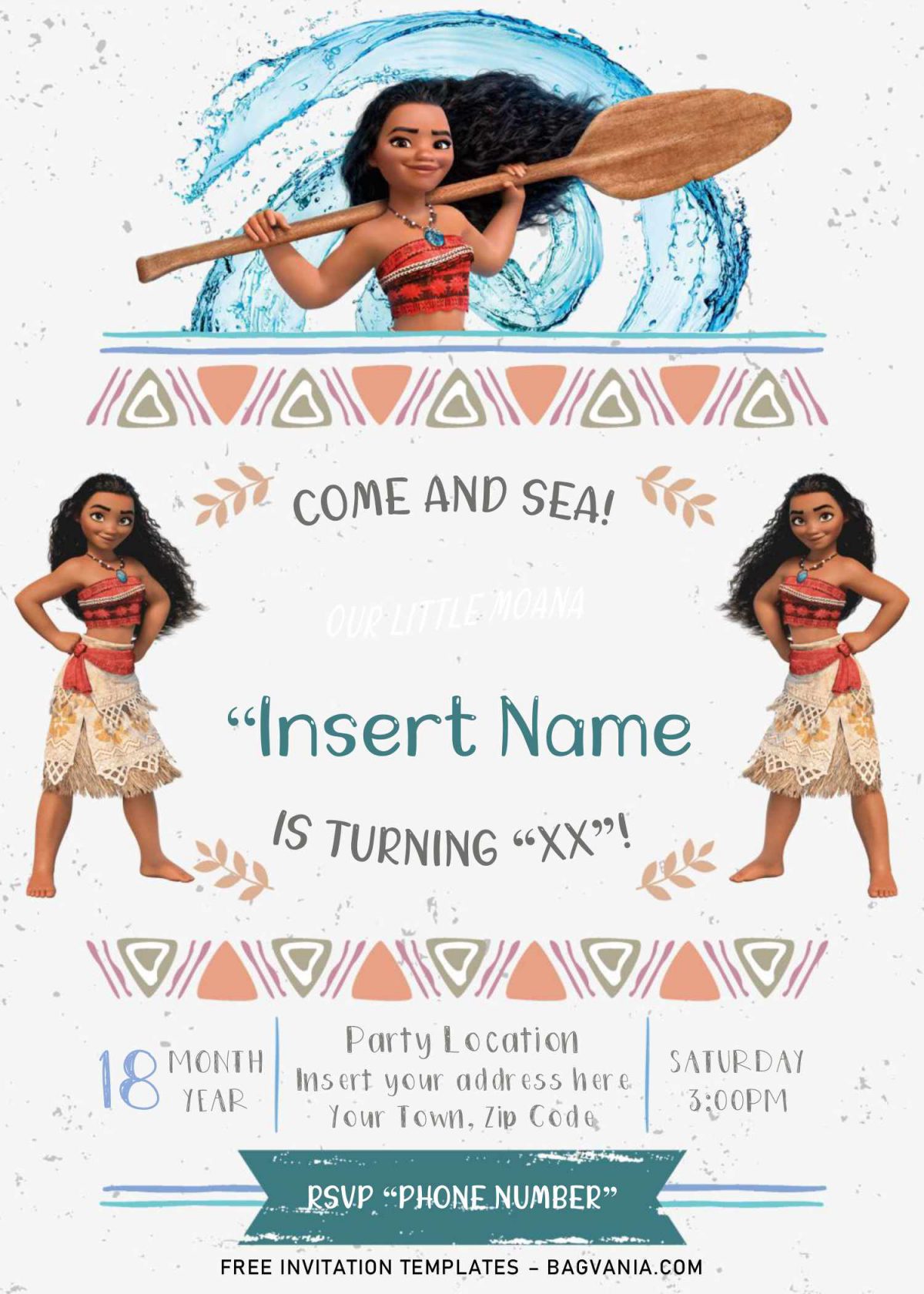 Free Moana Birthday Invitation Templates For Word and has portrait orientation card design