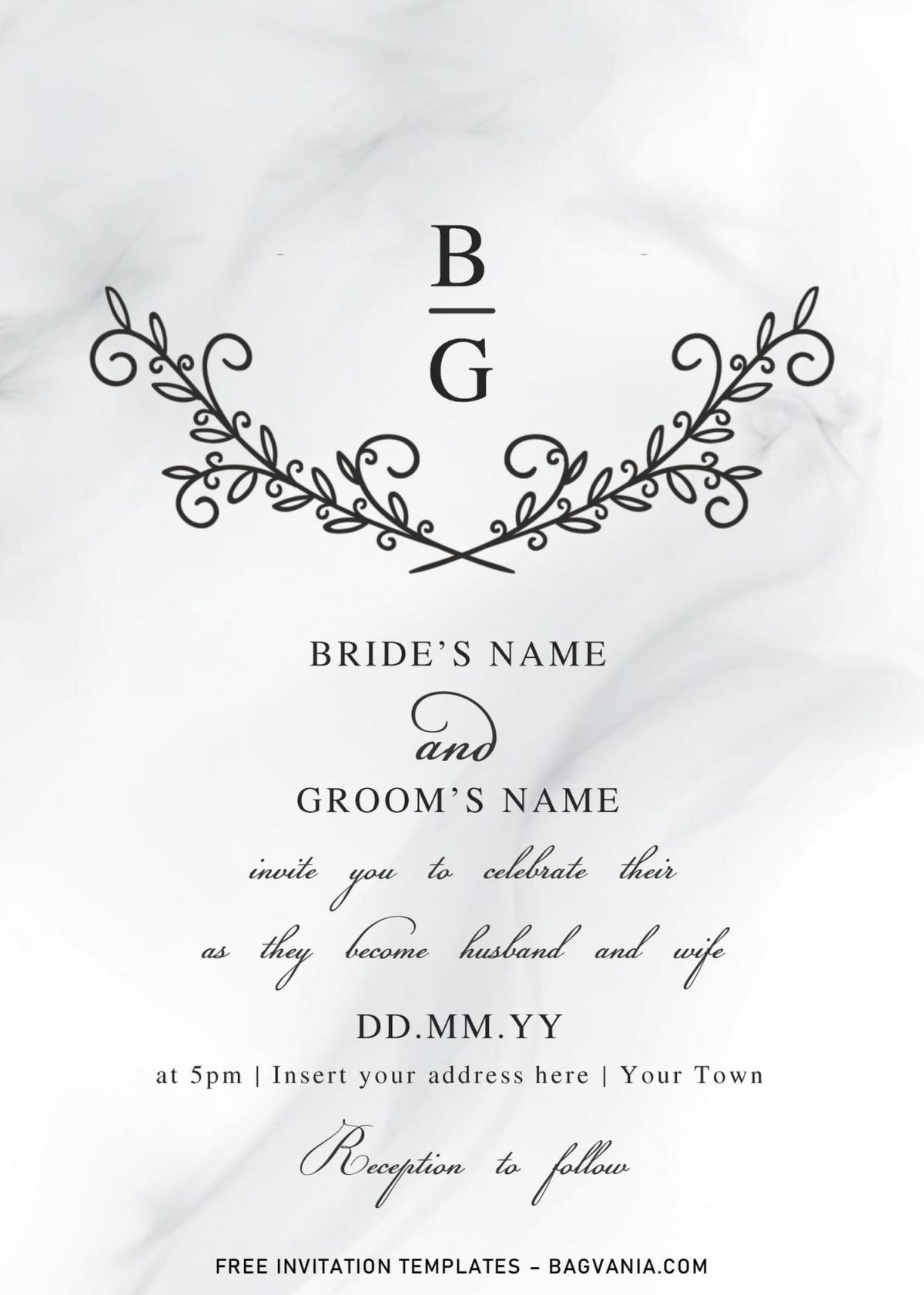 Free Floral Monogram Wedding Invitation Templates For Word and has elegant floral crest