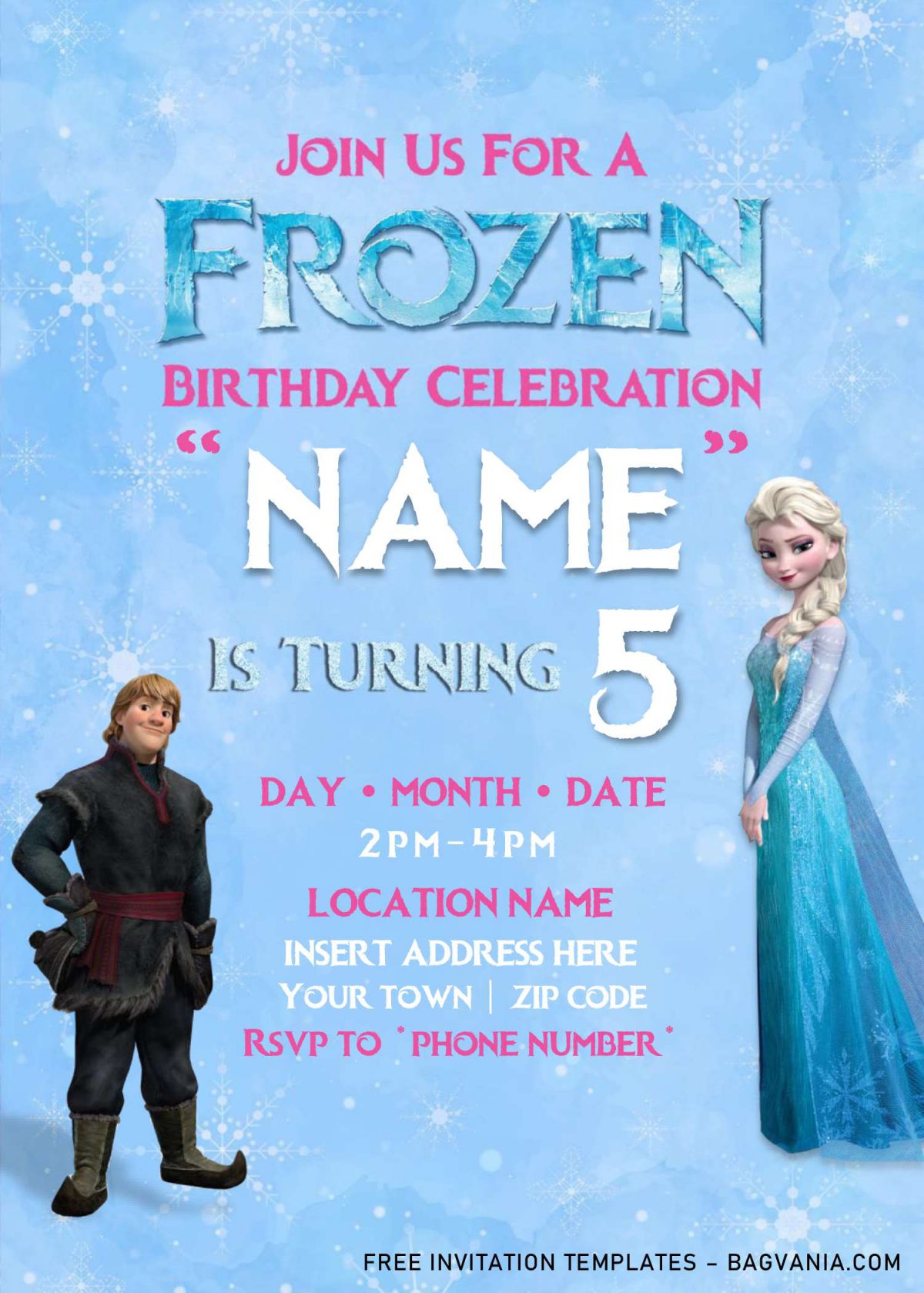Free Frozen Birthday Invitation Templates For Word and has Kristoff and blue background