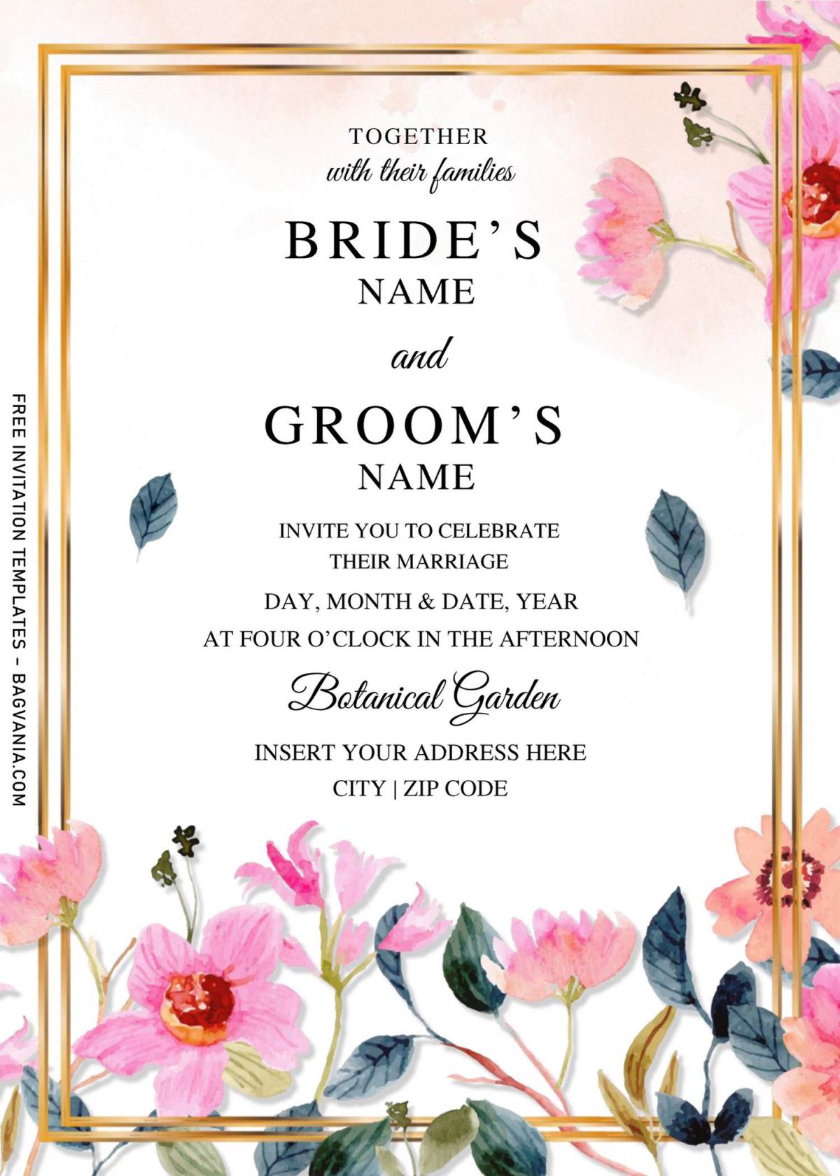 Free Peach Flower Wedding Invitation Templates For Word and has peach background