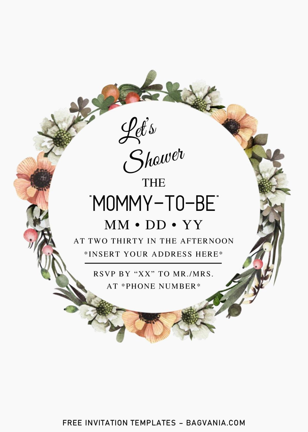 Free Summer Garden Baby Shower Invitation Templates Here and has custom flower wreath