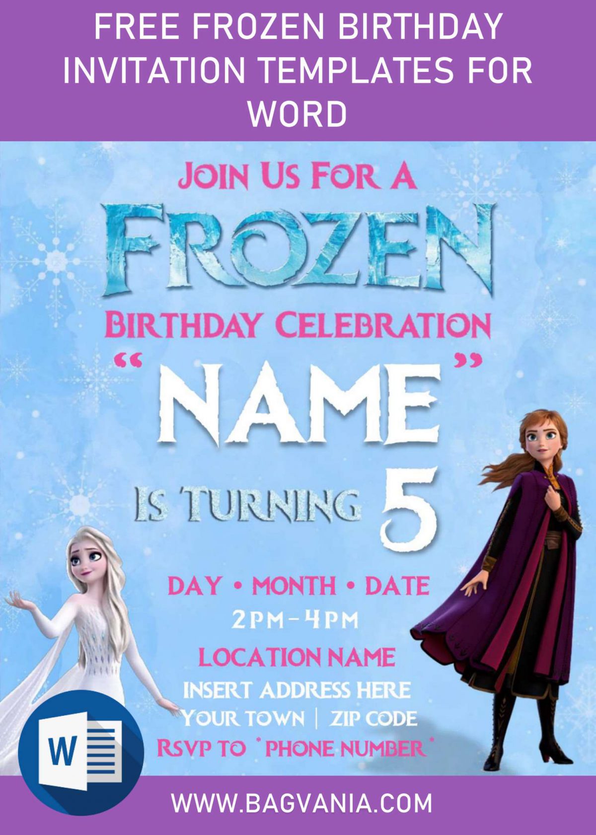 Free Frozen Birthday Invitation Templates For Word