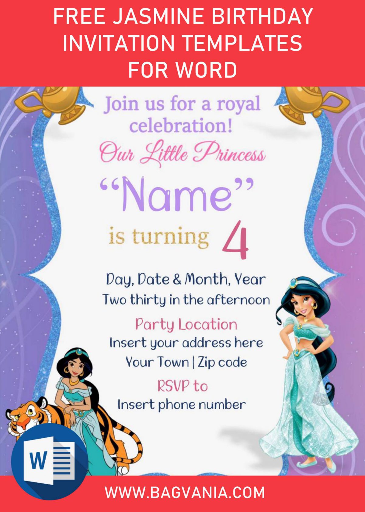 Free Jasmine Birthday Invitation Templates For Word