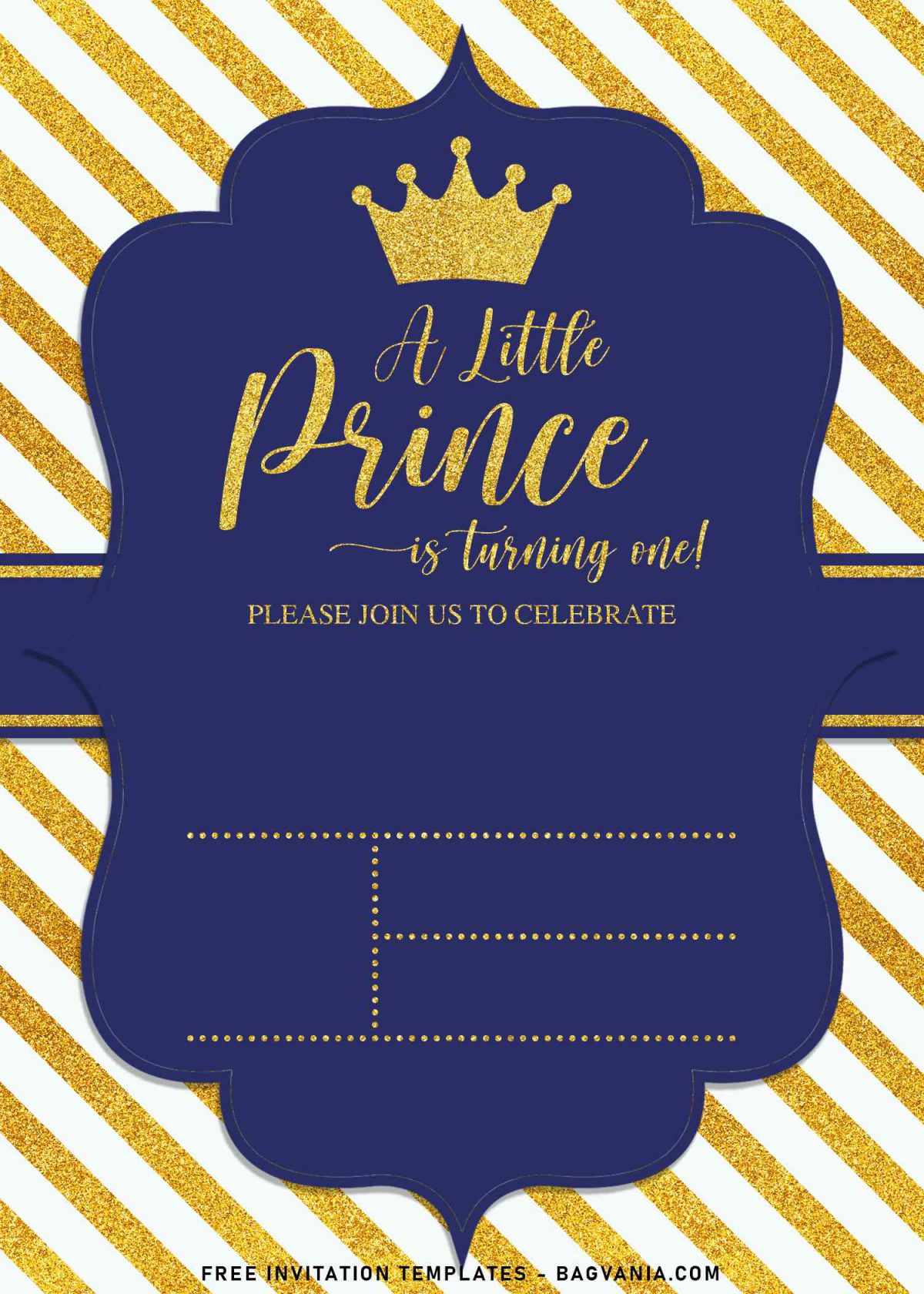10+ Sparkling Gold Glitter Prince Birthday Invitation Templates and has A Little Prince word