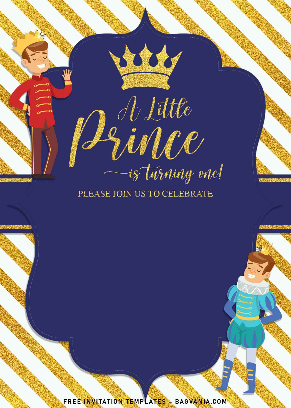 10+ Sparkling Gold Glitter Prince Birthday Invitation Templates and has White And Gold Background