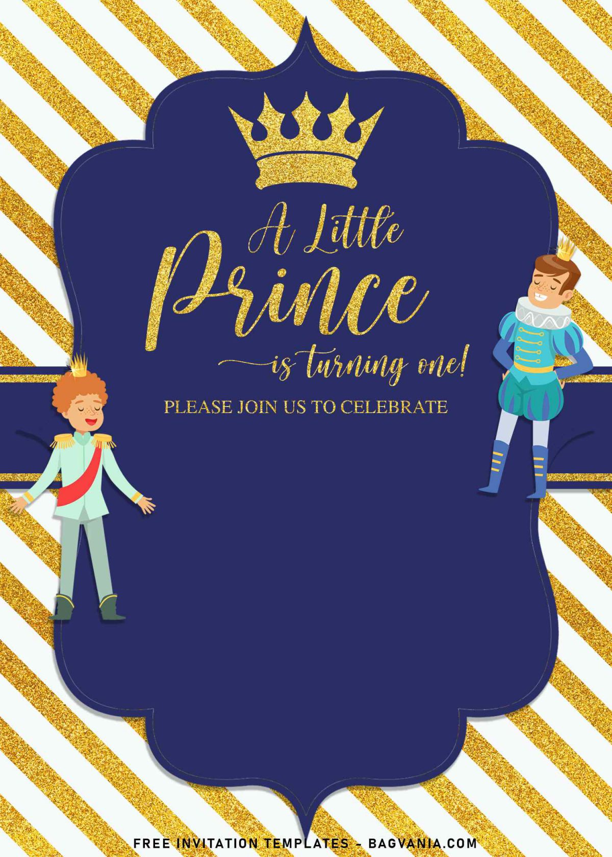 10+ Sparkling Gold Glitter Prince Birthday Invitation Templates and has Cute Princes