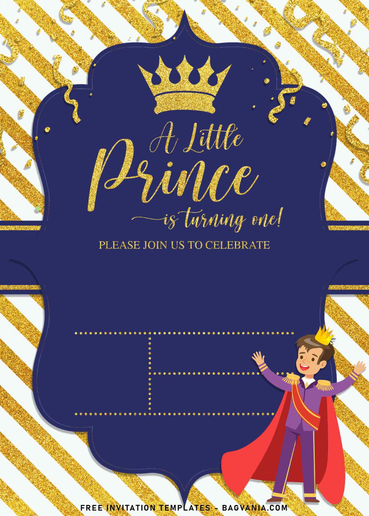 10+ Sparkling Gold Glitter Prince Birthday Invitation Templates and has stunning Gold Confetti
