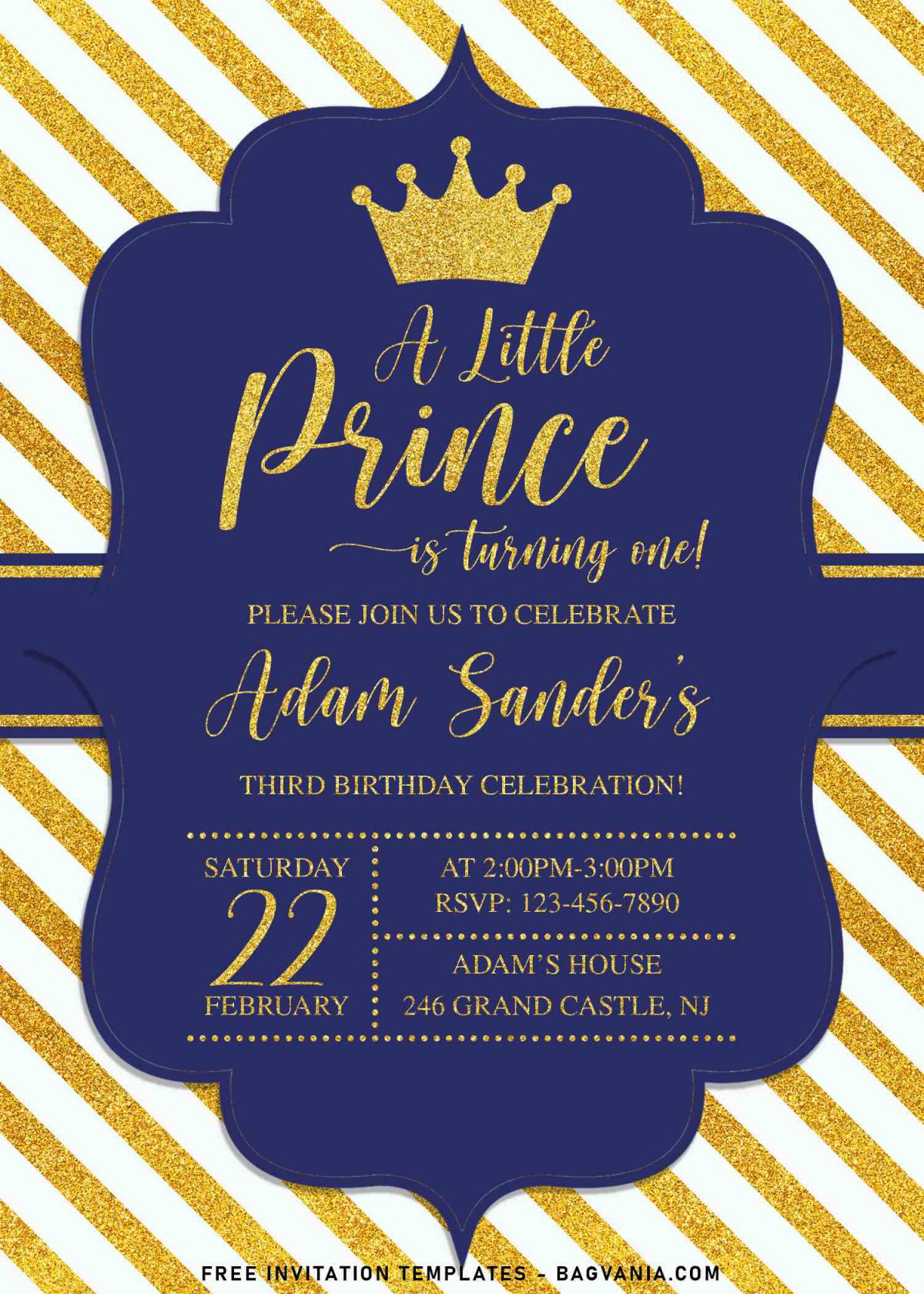 10+ Sparkling Gold Glitter Prince Birthday Invitation Templates