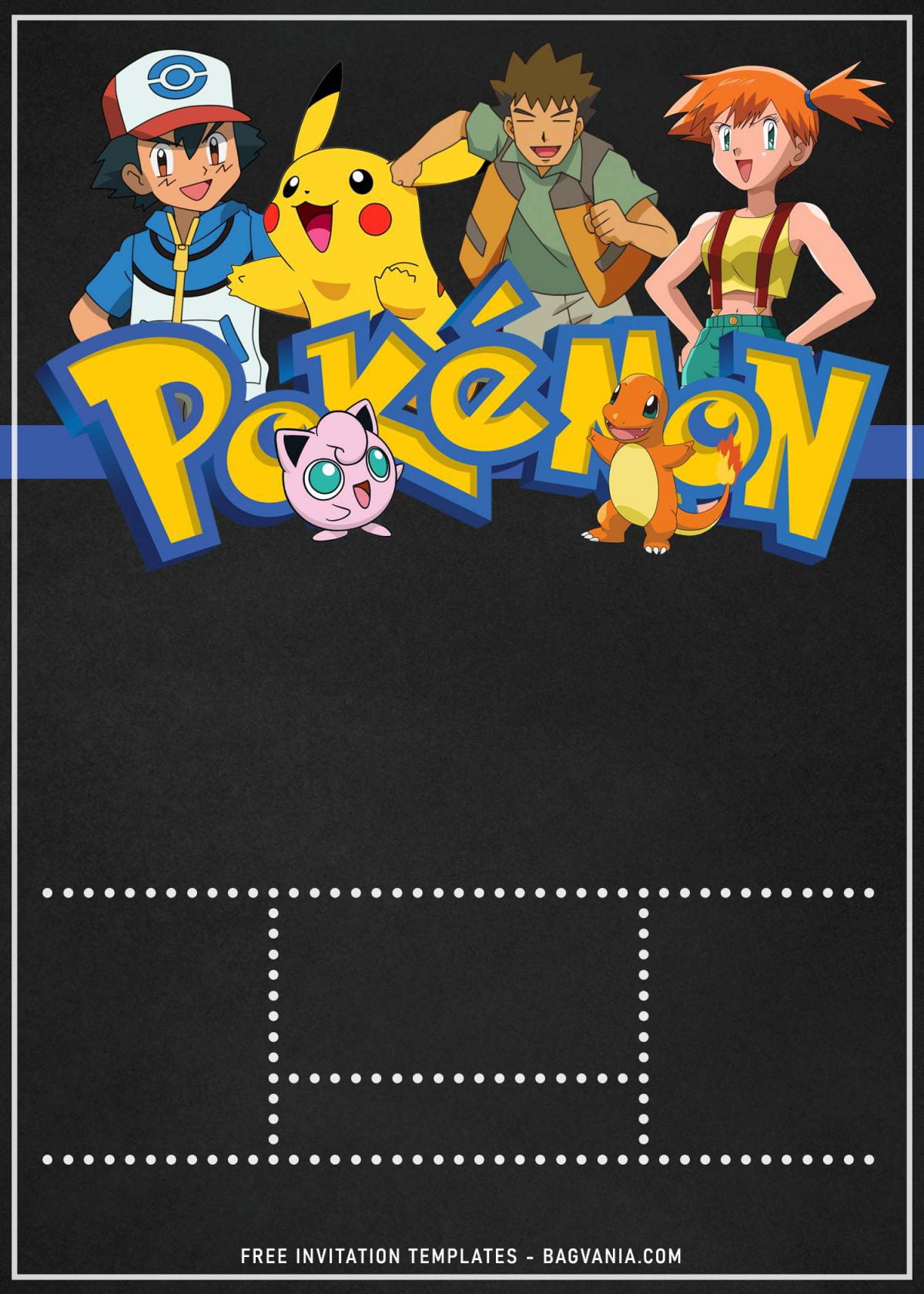 11+ Awesome Pokemon Chalkboard Invitation Templates For Boys Birthday Party and has Misty Ash And Brock