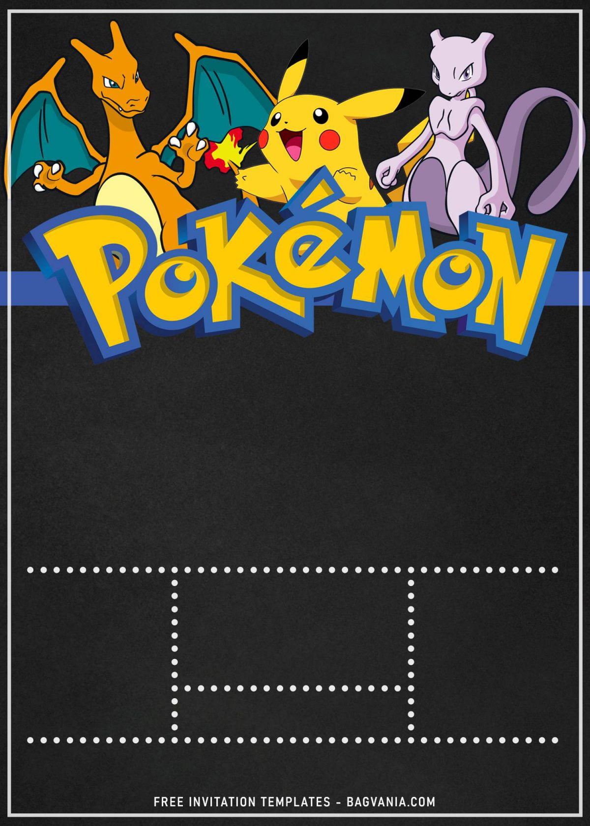 11+ Awesome Pokemon Chalkboard Invitation Templates For Boys Birthday Party and has Pikachu and Mewtwo