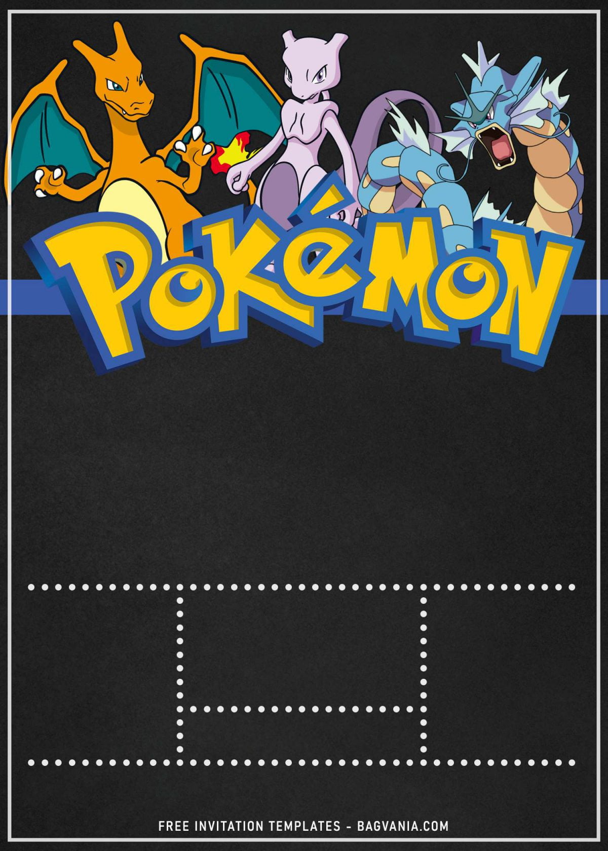 11+ Awesome Pokemon Chalkboard Invitation Templates For Boys Birthday Party and has Gyarados and Dragonite