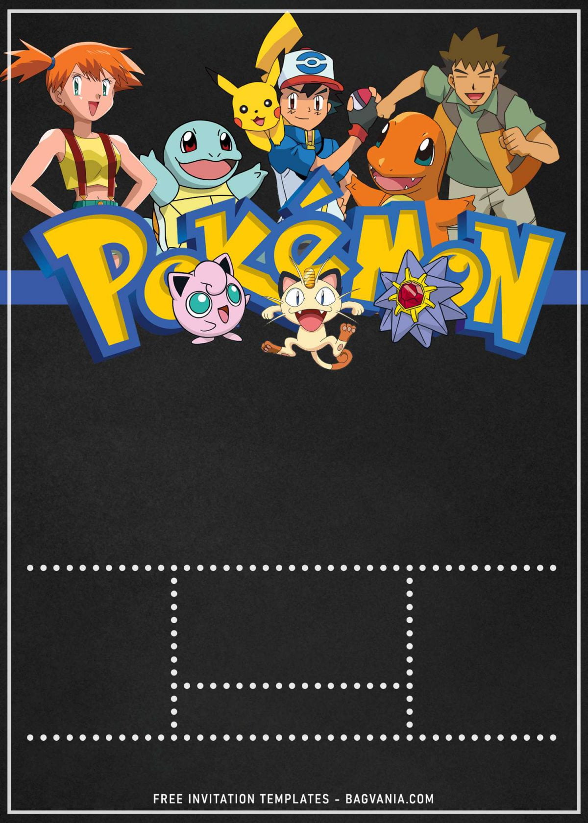 11+ Awesome Pokemon Chalkboard Invitation Templates For Boys Birthday Party and has Misty and Brock