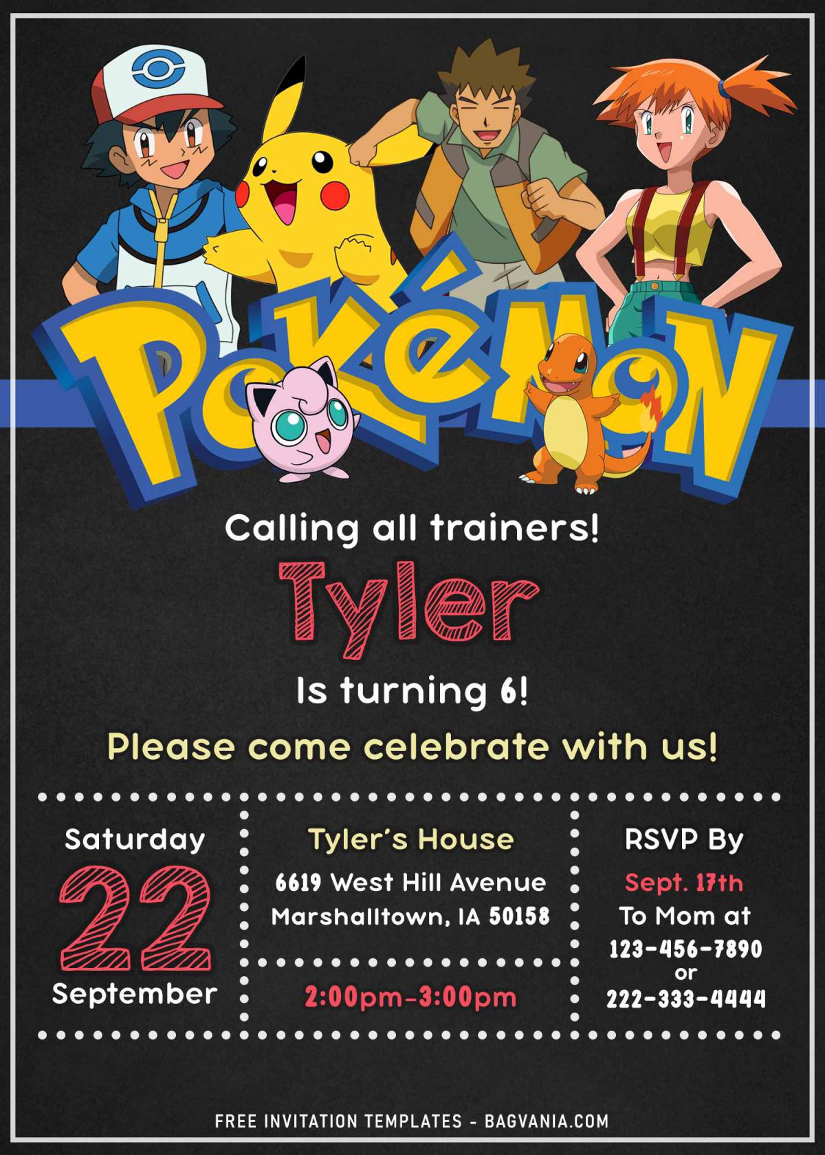 11+ Awesome Pokemon Chalkboard Invitation Templates For Boys Birthday Party