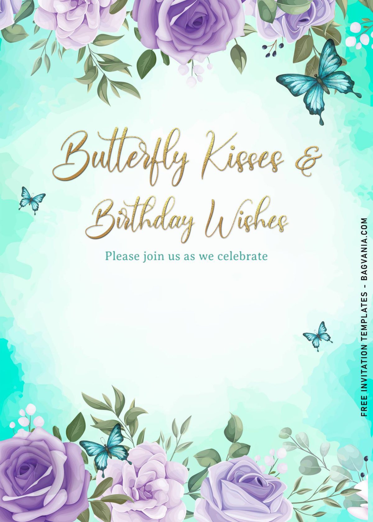7+ Magical Watercolor Butterfly Birthday Invitation Templates and has gold glitter text