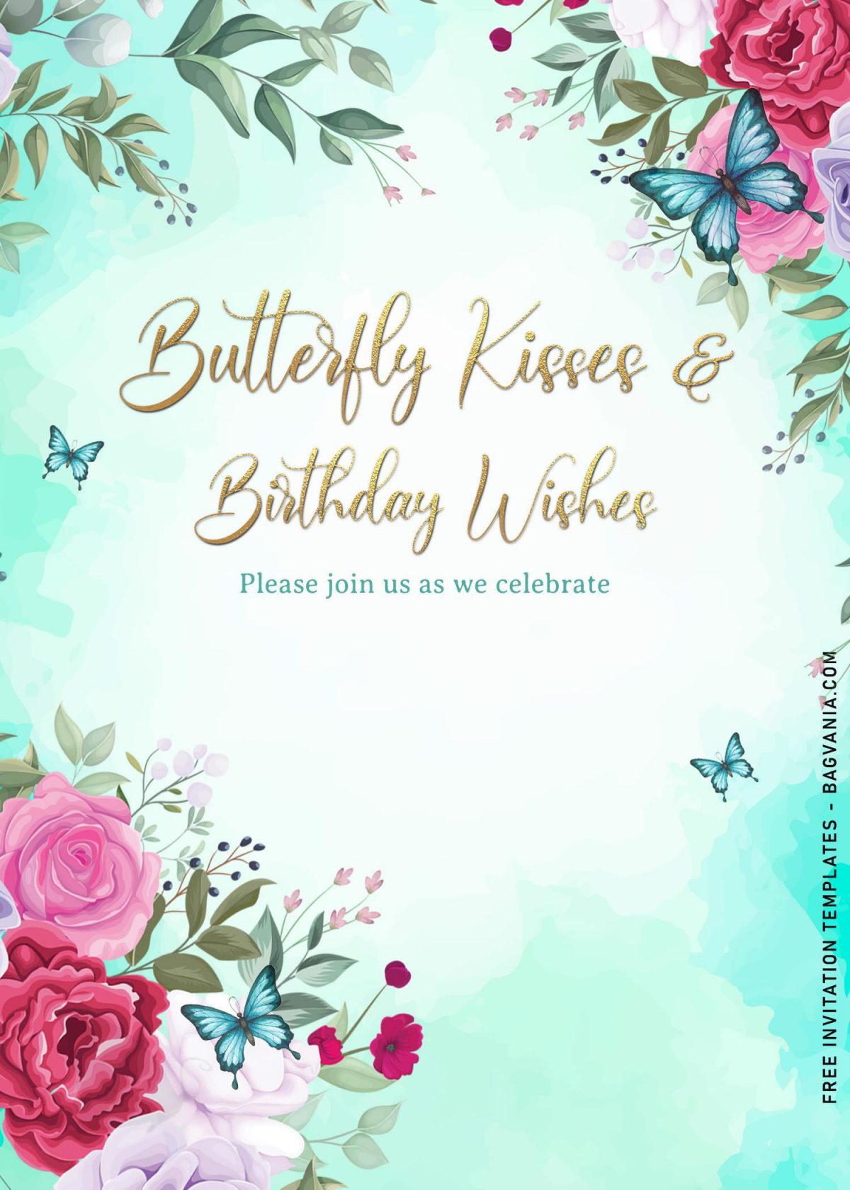 7+ Magical Watercolor Butterfly Birthday Invitation Templates and has watercolor roses
