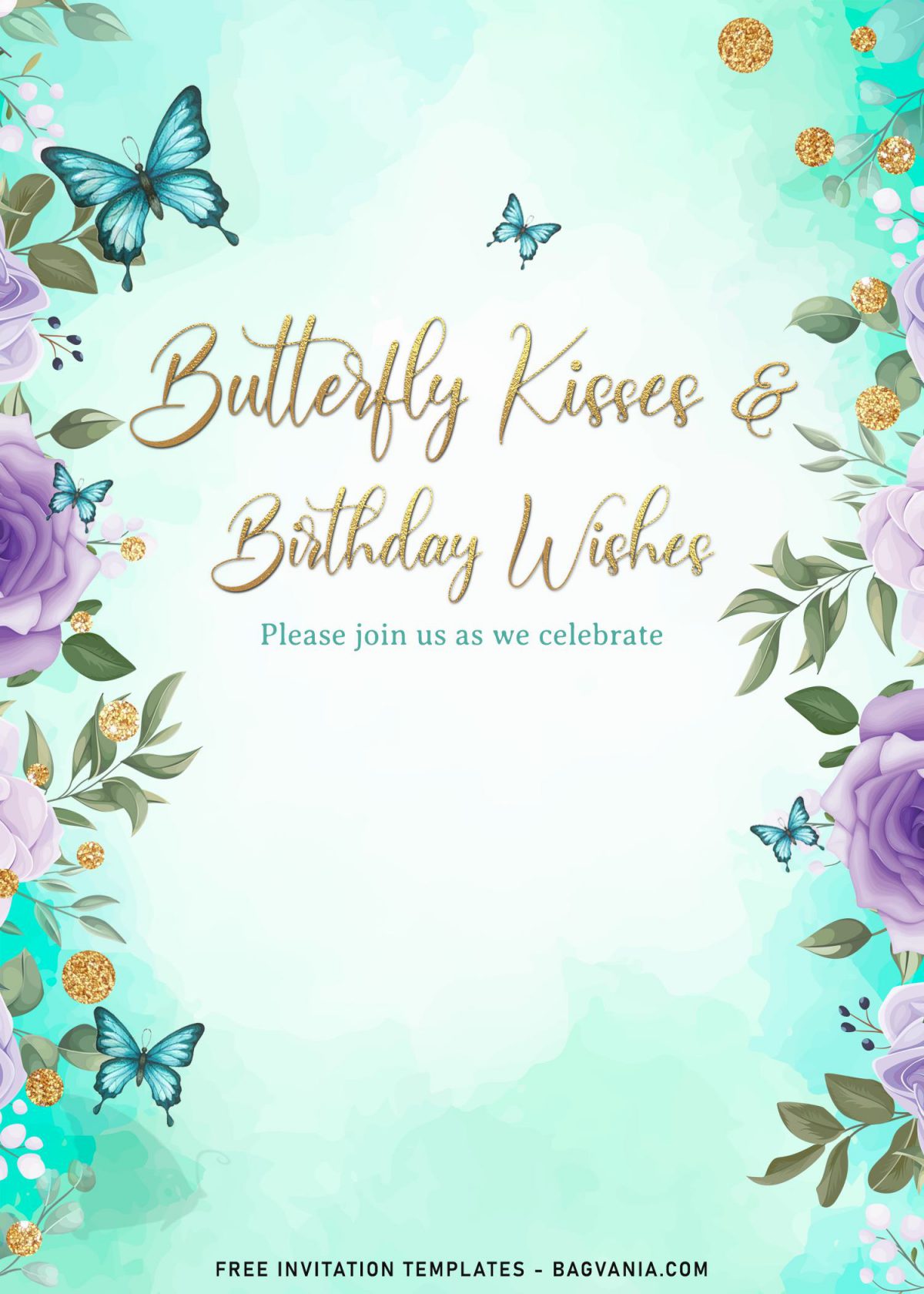 7+ Magical Watercolor Butterfly Birthday Invitation Templates and has custom floral border