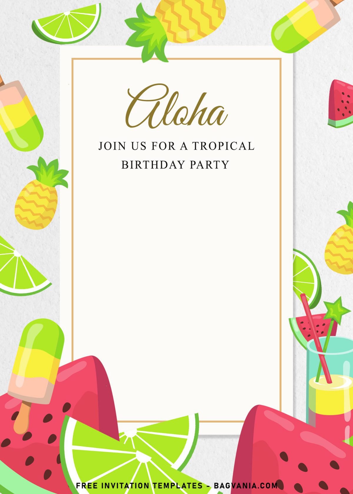 7+ Best Tropical Birthday Invitation Templates To Celebrate Your Kid's Birthday In Summer and has white text box