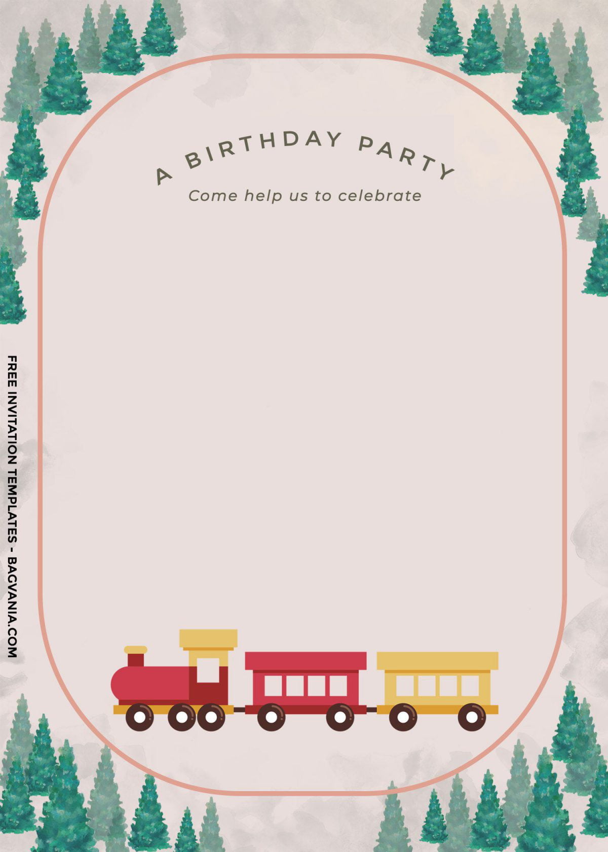 8+ Cute Vintage Train Themed Birthday Invitation Templates and has Vintage train in the forest