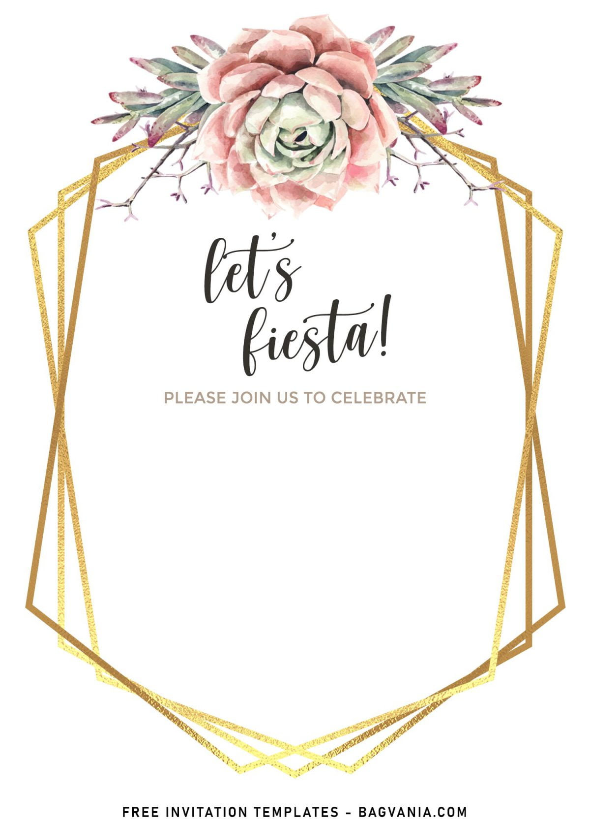 8+ Stunning Cactus Watercolor Geometric Birthday Invitation Templates and has white background and portrait orientation