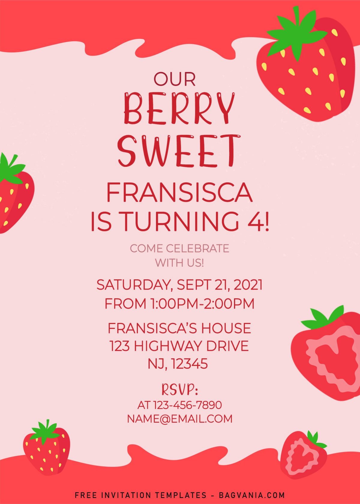 8+ Strawberry Birthday Invitation Templates For Girl Birthday Party