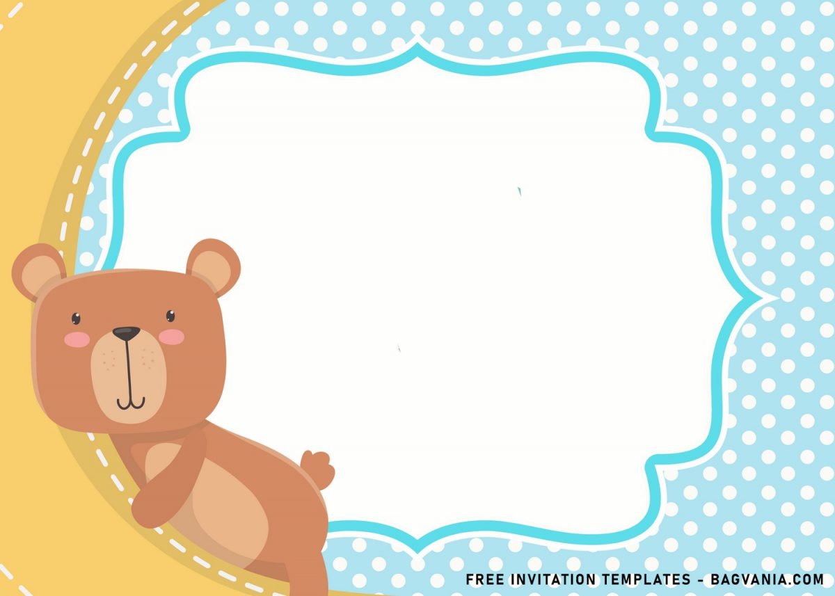 8+ Cute Baby Bear Birthday Invitation Templates and has cute polka dot background