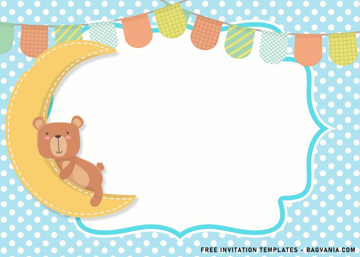 8+ Cute Baby Bear Birthday Invitation Templates and has adorable teddy bear sleeps on crescent moon