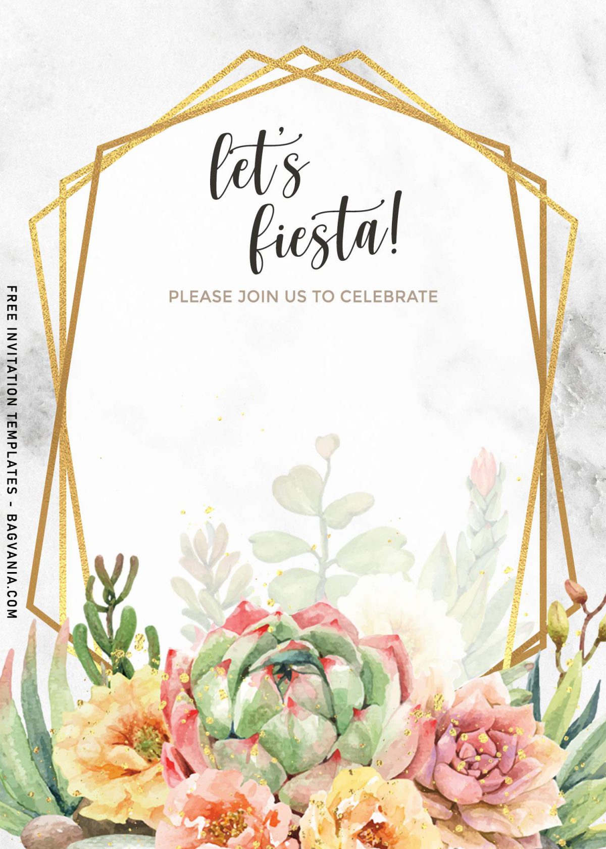 8+ Stunning Cactus Watercolor Geometric Birthday Invitation Templates and has let's fiesta wording