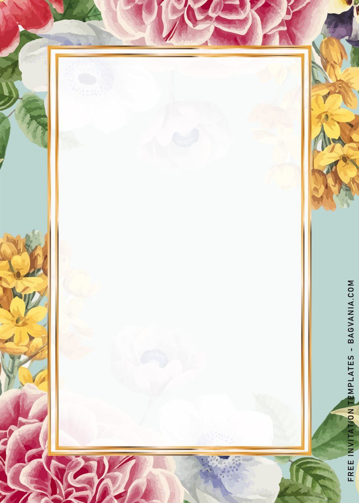 9+ Beautiful Pastel Spring Floral Birthday Invitation Templates and has Metallic Gold Frame Border