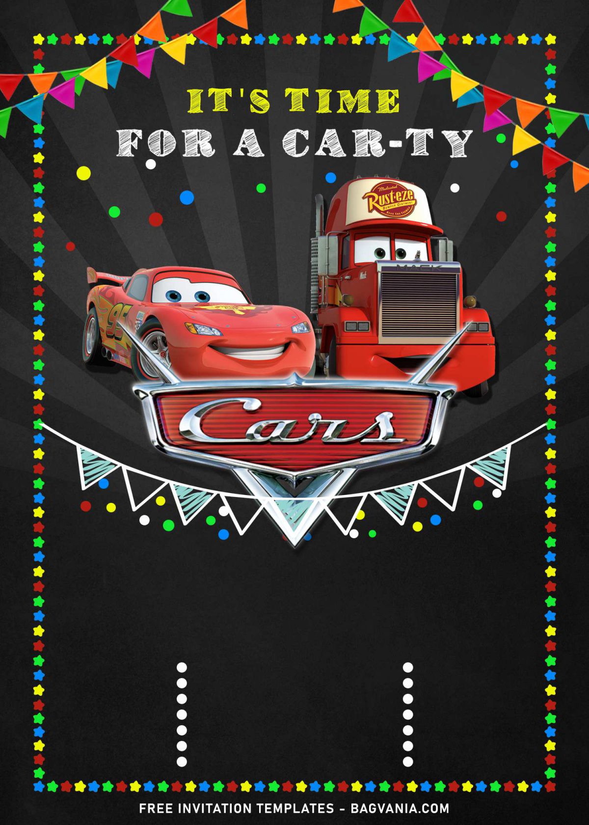9+ Cool Personalized Disney Cars Birthday Invitation Templates and has colorful decorations