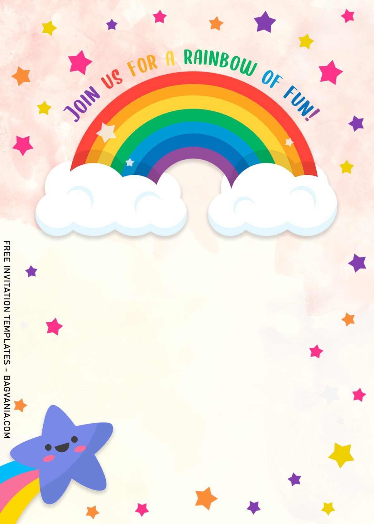 9+ Colorful Rainbow Invitation Card Templates For A Whimsical Birthday Party and has colorful stars