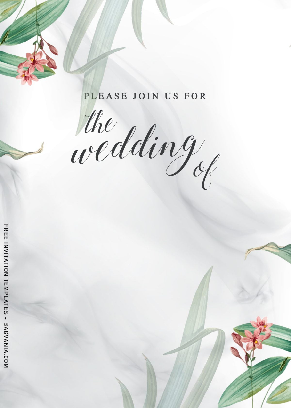 9+ Stunning Greenery Themed Wedding Invitation Templates and has white marble background