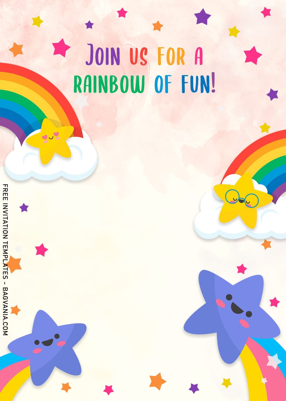 9+ Colorful Rainbow Invitation Card Templates For A Whimsical Birthday Party and has cute pastel colored rainbows