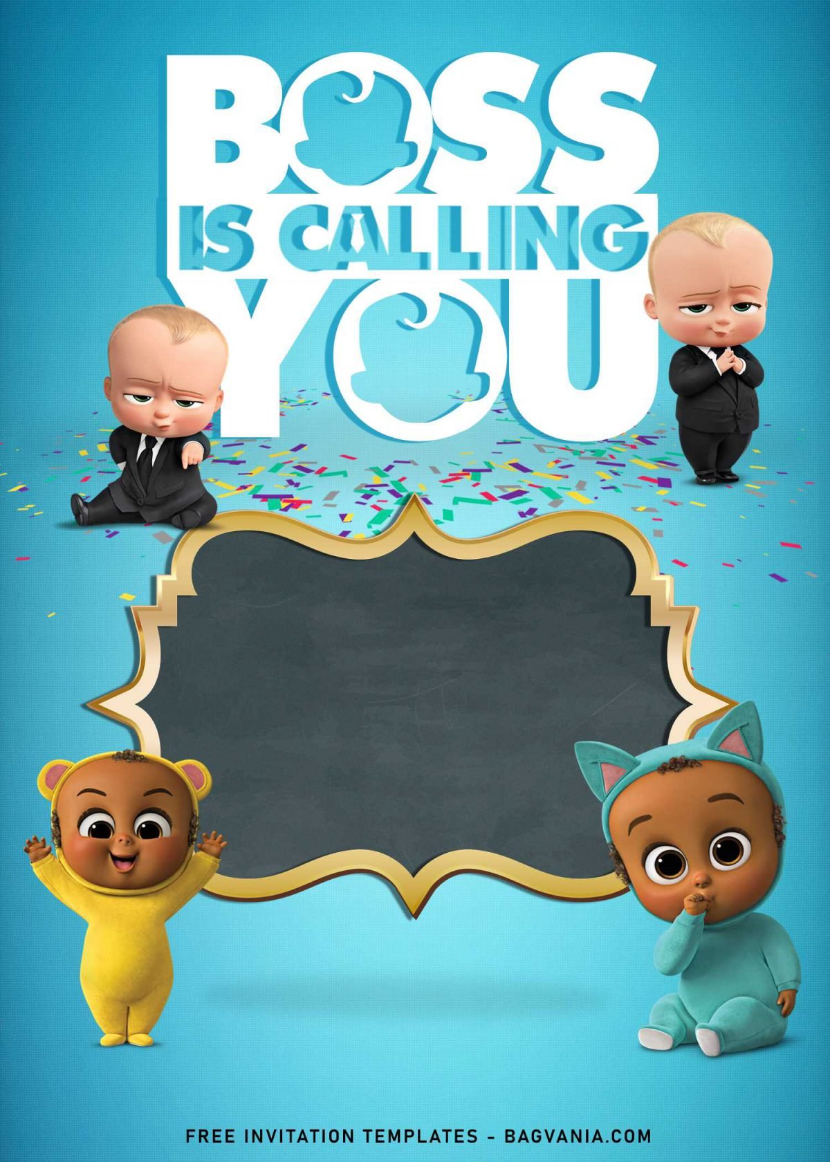 10+ Boss Baby Birthday Invitation Templates and has Boss Baby in suit and triplets