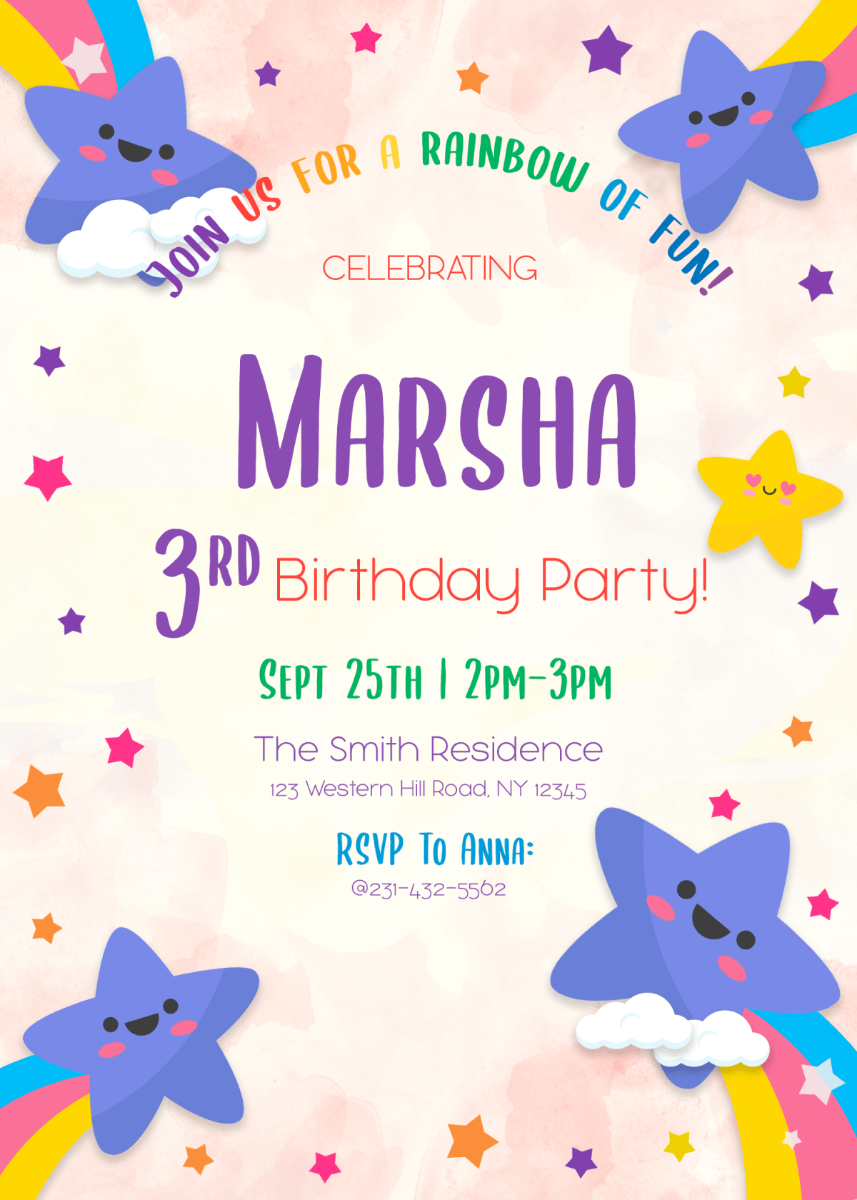 9+ Colorful Rainbow Invitation Card Templates For A Whimsical Birthday Party