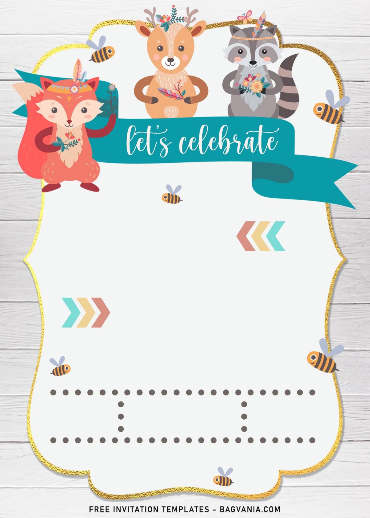 7+ Cute Boho Wild Ones Birthday Invitation Templates and has Baby Bees and Fox