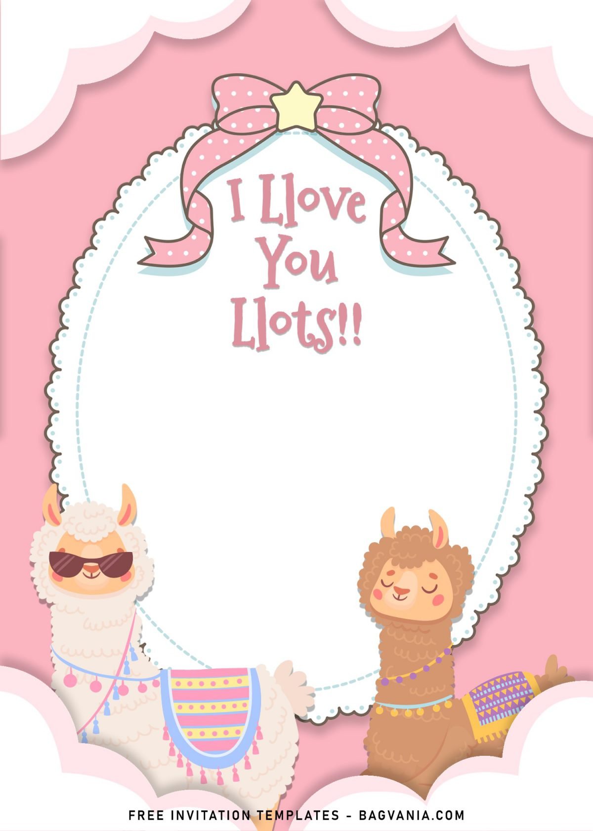 8+ Adorable Llama Birthday Invitation Templates and has pink ribbon