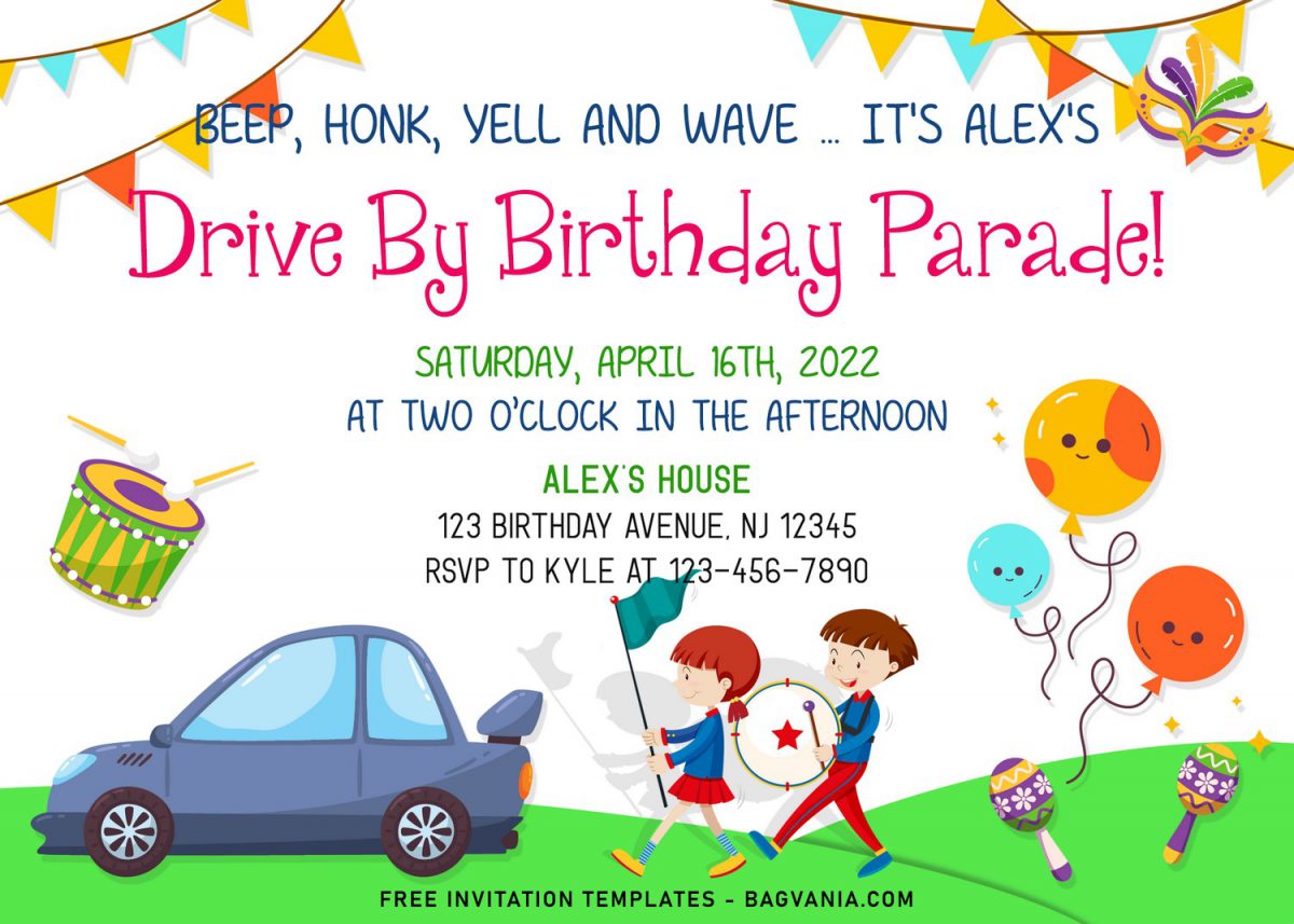 7+ Cute And Fun Drive By Parade Birthday Invitation Templates