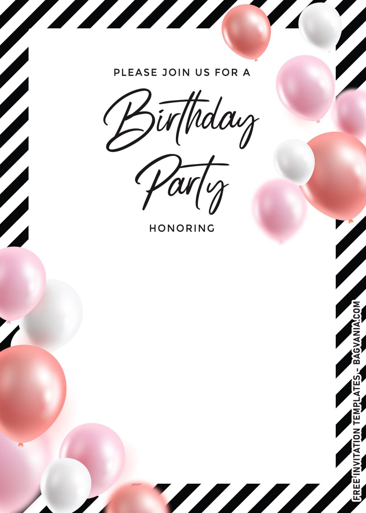 7+ Cute And Elegant Balloons Themed Birthday Invitation Templates and has portrait orientation