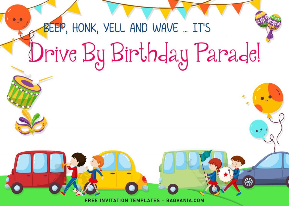 7+ Cute And Fun Drive By Parade Birthday Invitation Templates and has 