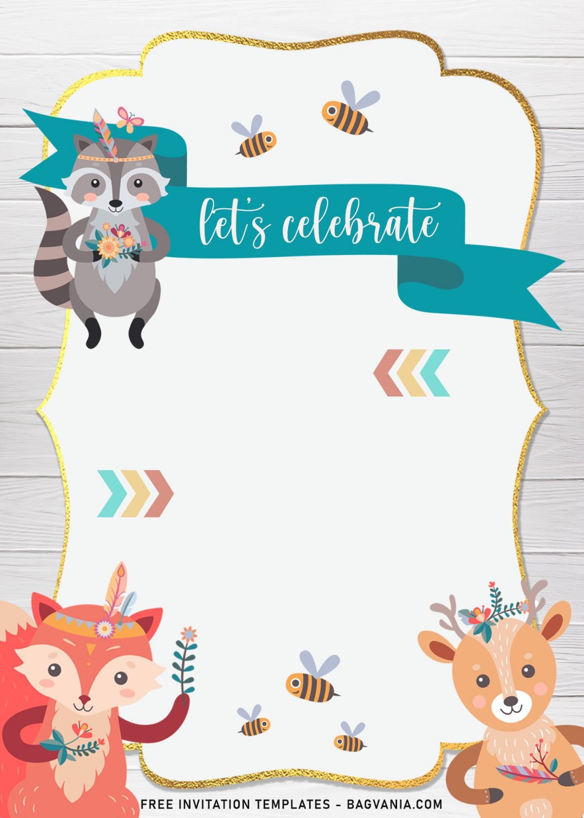7+ Cute Boho Wild Ones Birthday Invitation Templates and has Raccoon