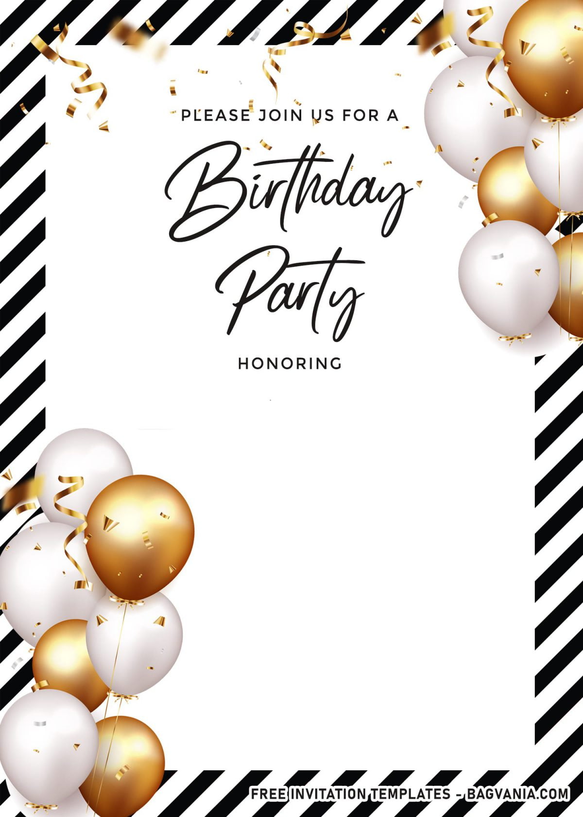 7+ Cute And Elegant Balloons Themed Birthday Invitation Templates and has 3d Realistic Gold balloons