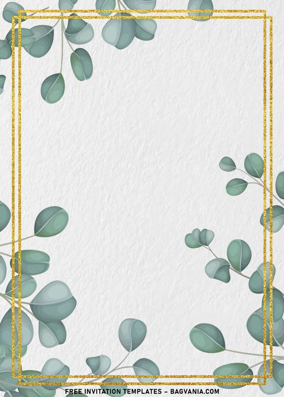 8+ Watercolor Eucalyptus Birthday Invitation Templates and has gold frame border