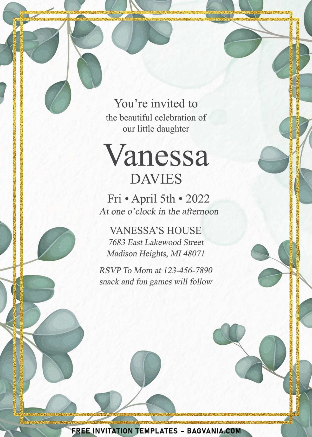 8+ Watercolor Eucalyptus Birthday Invitation Templates