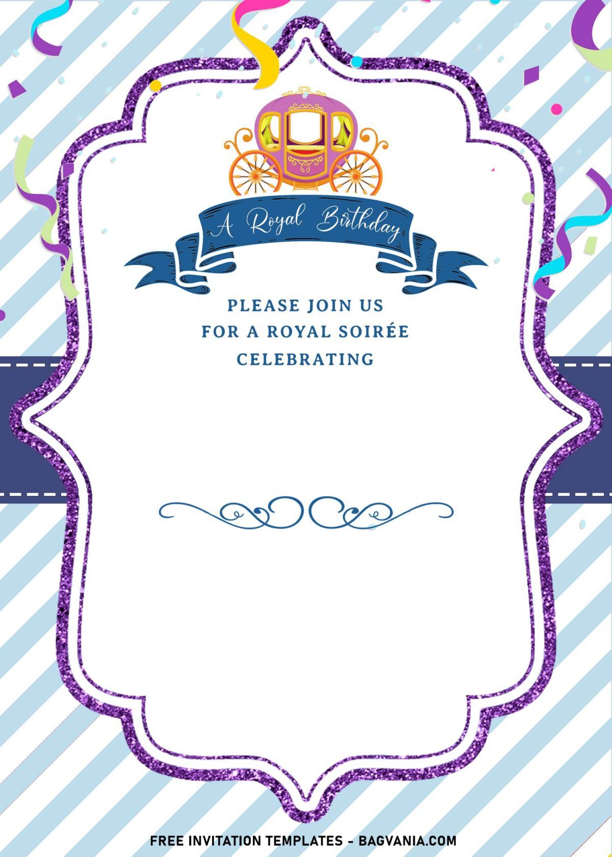 8+ Royal Birthday Invitation Templates For Your Kids Upcoming Birthday Party and has Colorful Confetti