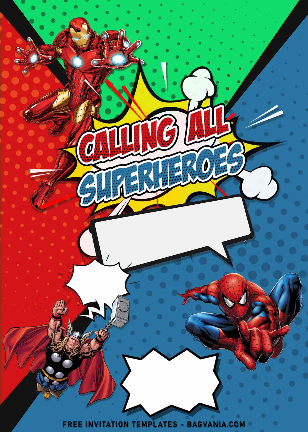 8+ Awesome Avengers Birthday Invitation Templates For Your Kid's Birthday Party and has Comic style background